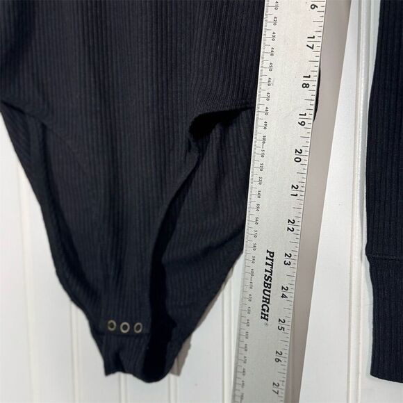 Faherty Legend Rib Bodysuit Black L NWT Clean Girl Minimalist Capsule Stretch - Picture 5 of 9